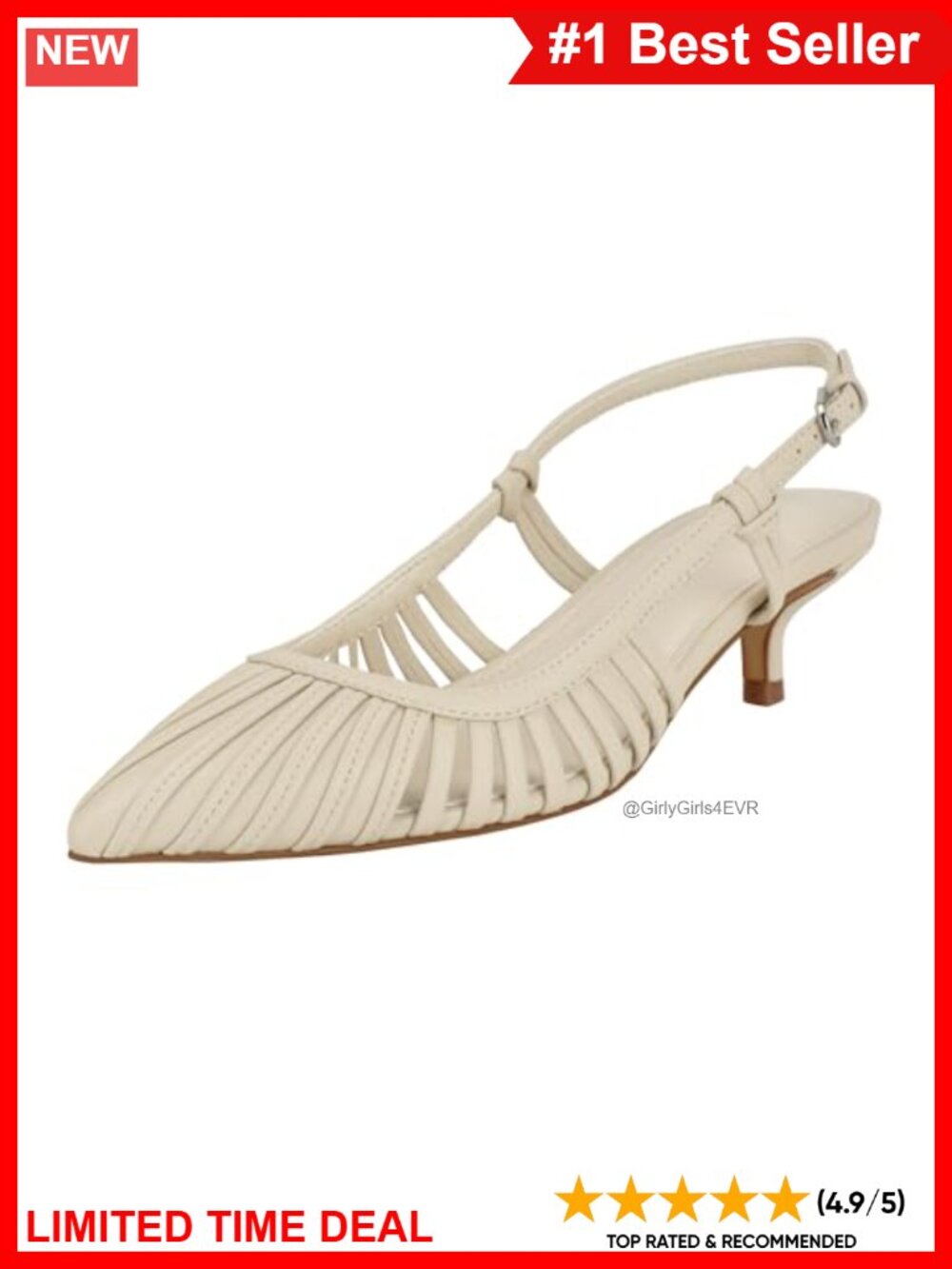 Faux Leather Pointed Toe Slingback Kitten Heel Pump